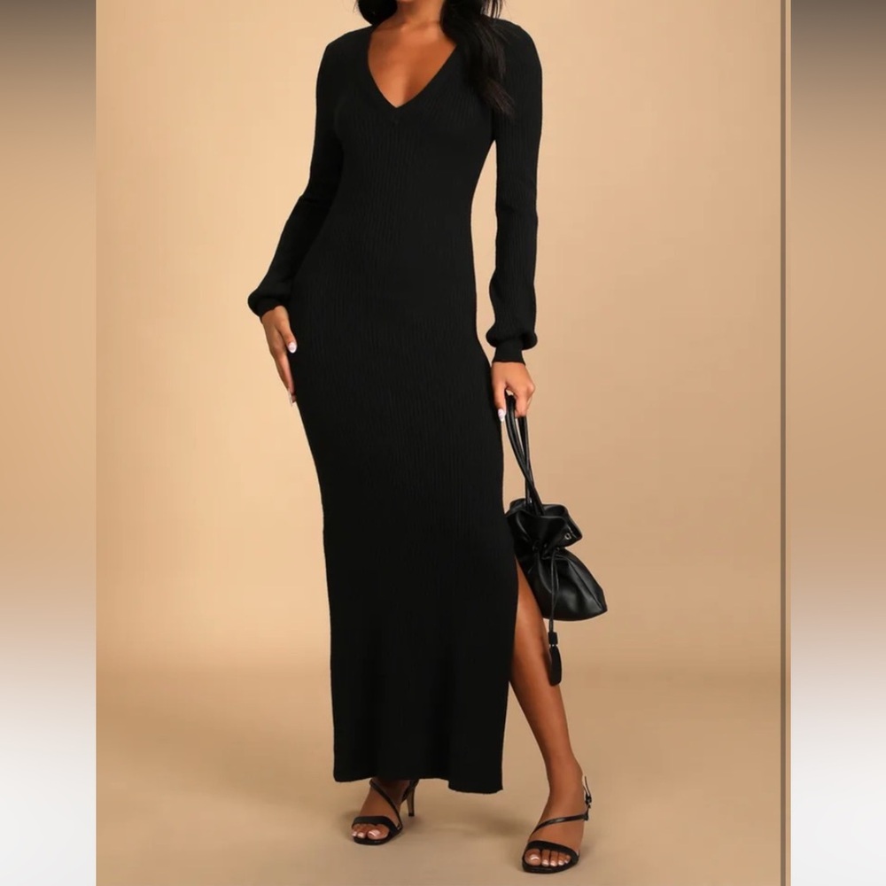 Lulu's Chic Black Long Sleeve Dress